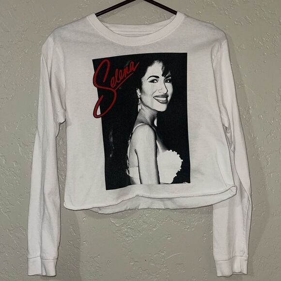 Selena Cropped Top Small  Long Sleeves White - Picture 4 of 12